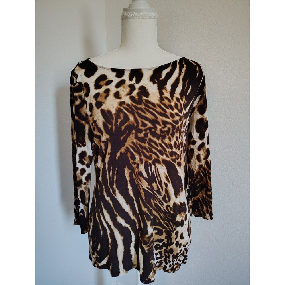 INC Animal Print Comfy Office Chic Top Mob Wife Indy Sleaze